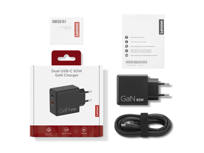 Lenovo Dual USB-C 65W GaN Charger